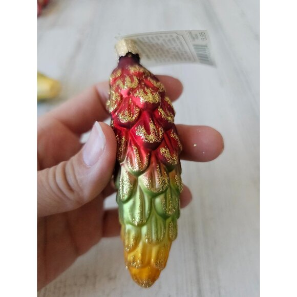 Old world OWC cone acorn Glass ornament gold rainbow Xmas tree - Picture 5 of 9